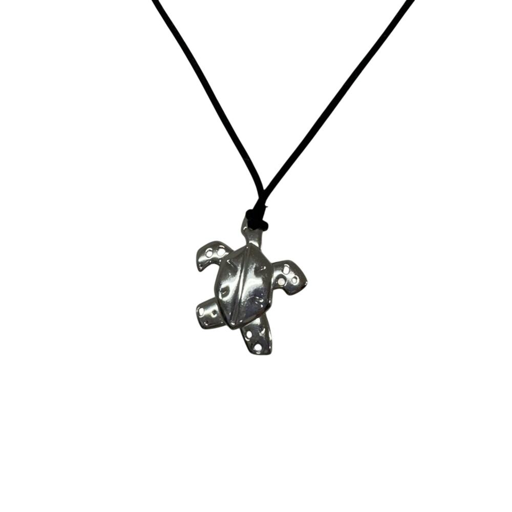 Semantics Steel Turtle Charm Necklace Black